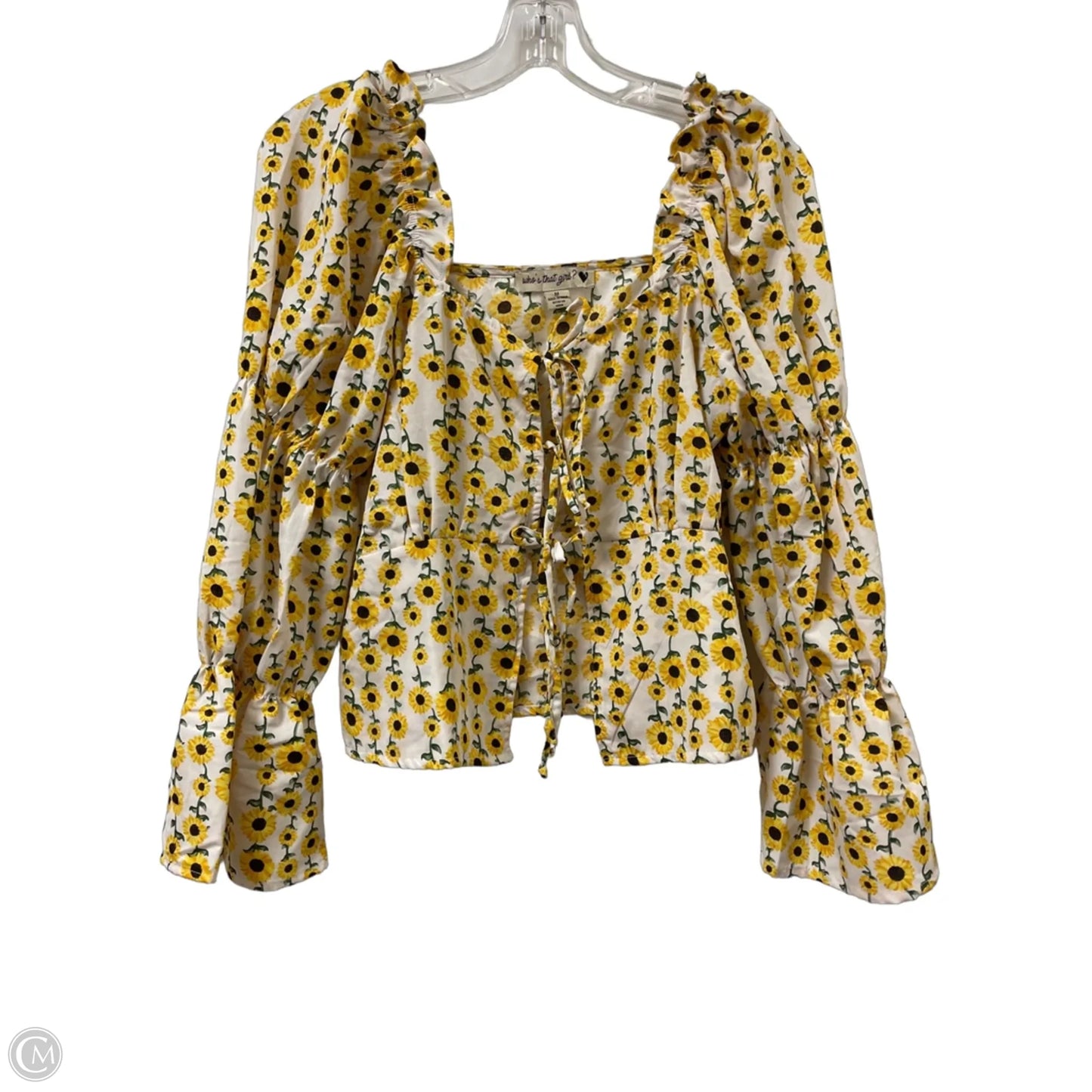 Top Long Sleeve By Clothes Mentor In White & Yellow, Size: M