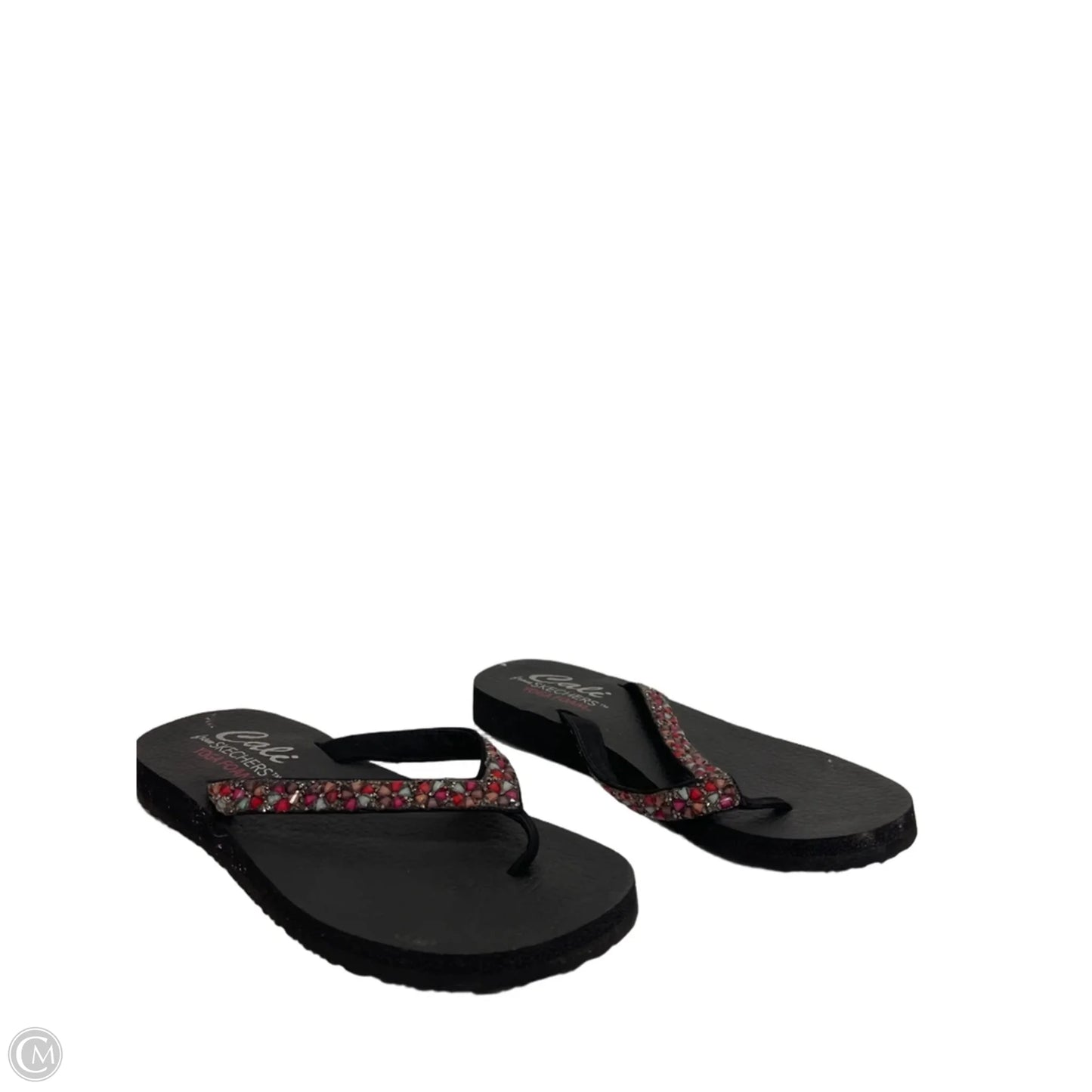 Sandals Flip Flops By Skechers In Black & Pink, Size: 8.5