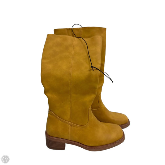 Boots Knee Heels By Madeline In Yellow, Size: 7.5