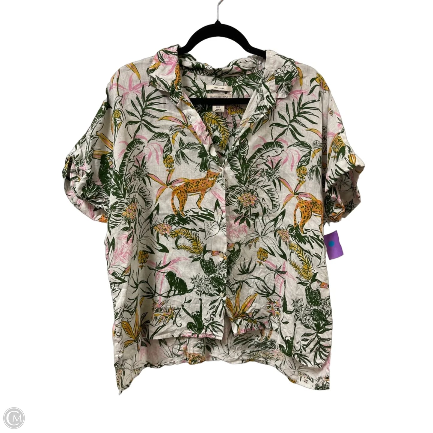 Blouse Short Sleeve By Rachel Zoe In Green & Pink, Size: Xl