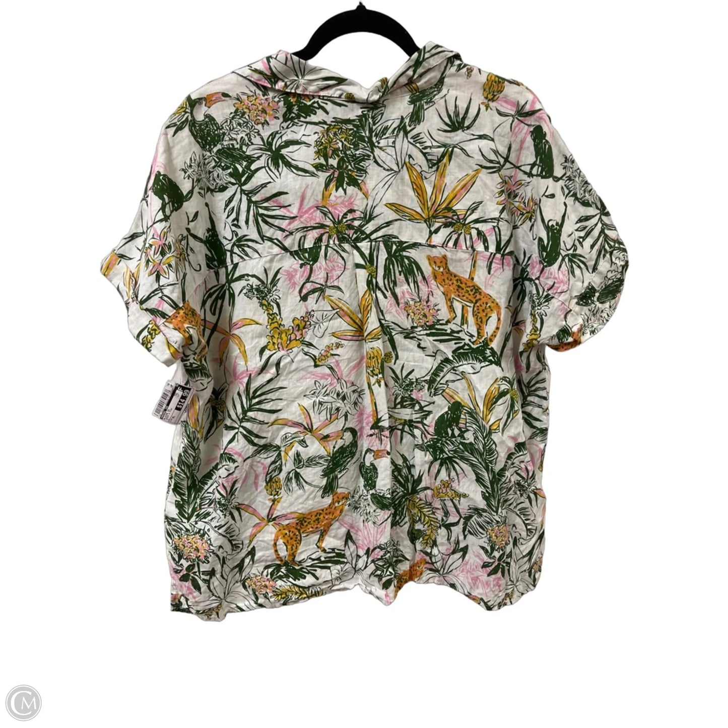 Blouse Short Sleeve By Rachel Zoe In Green & Pink, Size: Xl