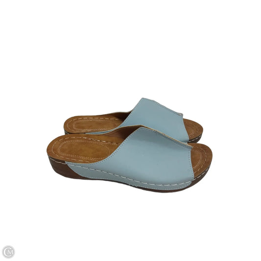 Sandals Heels Wedge By Clothes Mentor In Blue, Size: 9.5