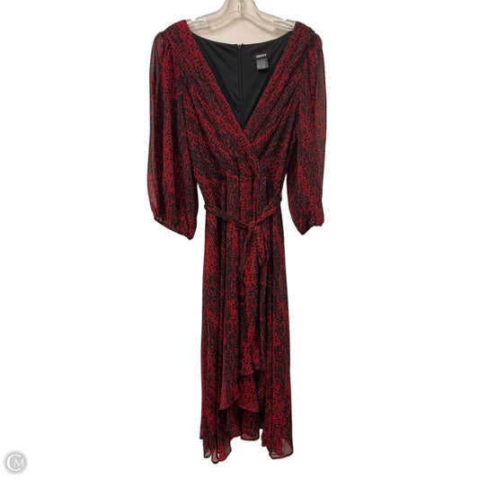 Dress Casual Midi By Dkny In Black & Red, Size: Xl