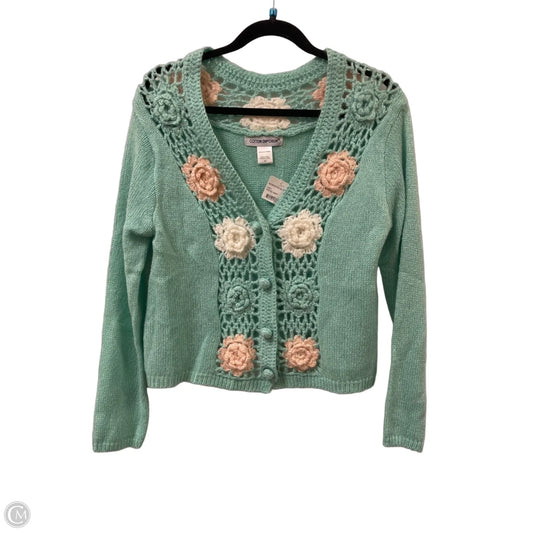 Sweater Cardigan By Clothes Mentor In Green, Size: M