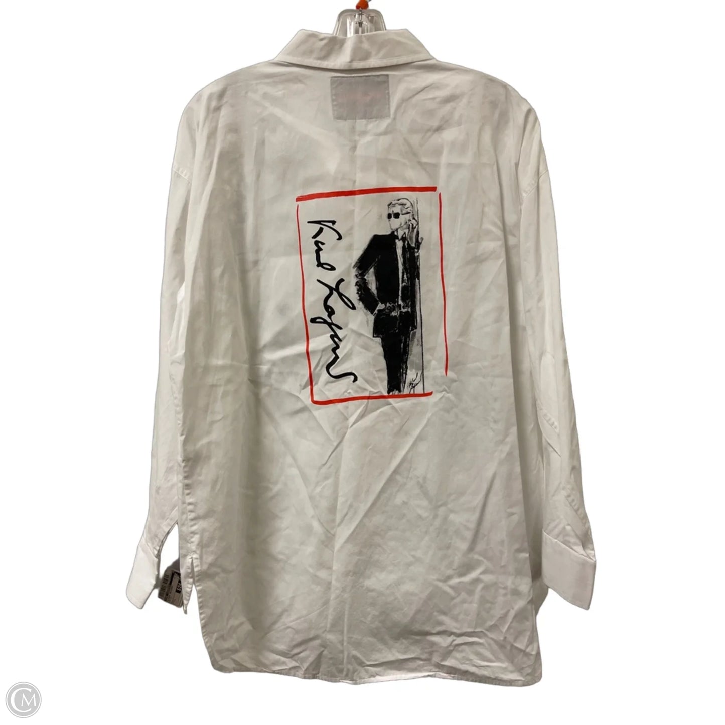 Blouse Designer By Karl Lagerfeld In White, Size: L
