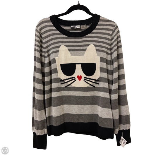 Sweater Designer By Karl Lagerfeld In Black & Grey, Size: M