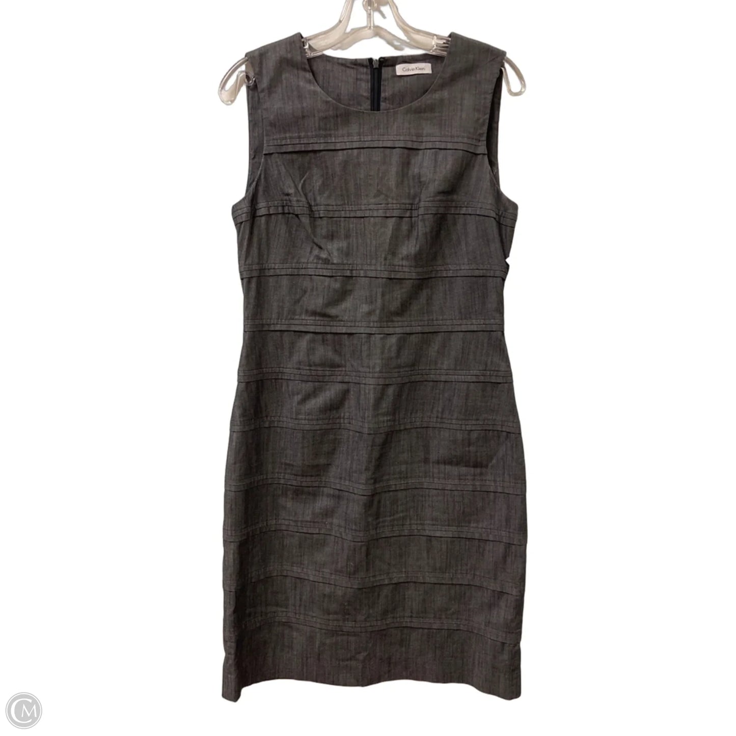 Dress Casual Midi By Calvin Klein In Grey Denim, Size: M