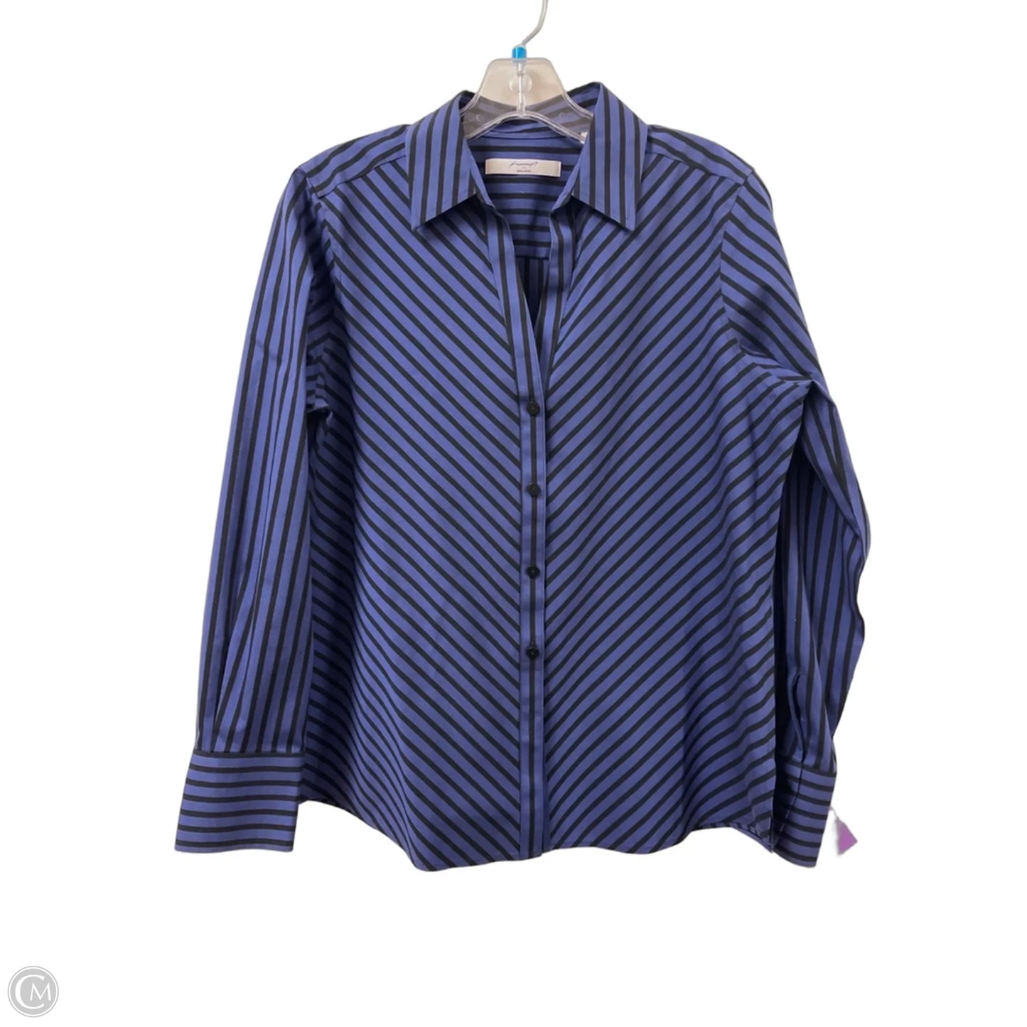 Blouse Long Sleeve By Foxcroft In Black & Purple, Size: M