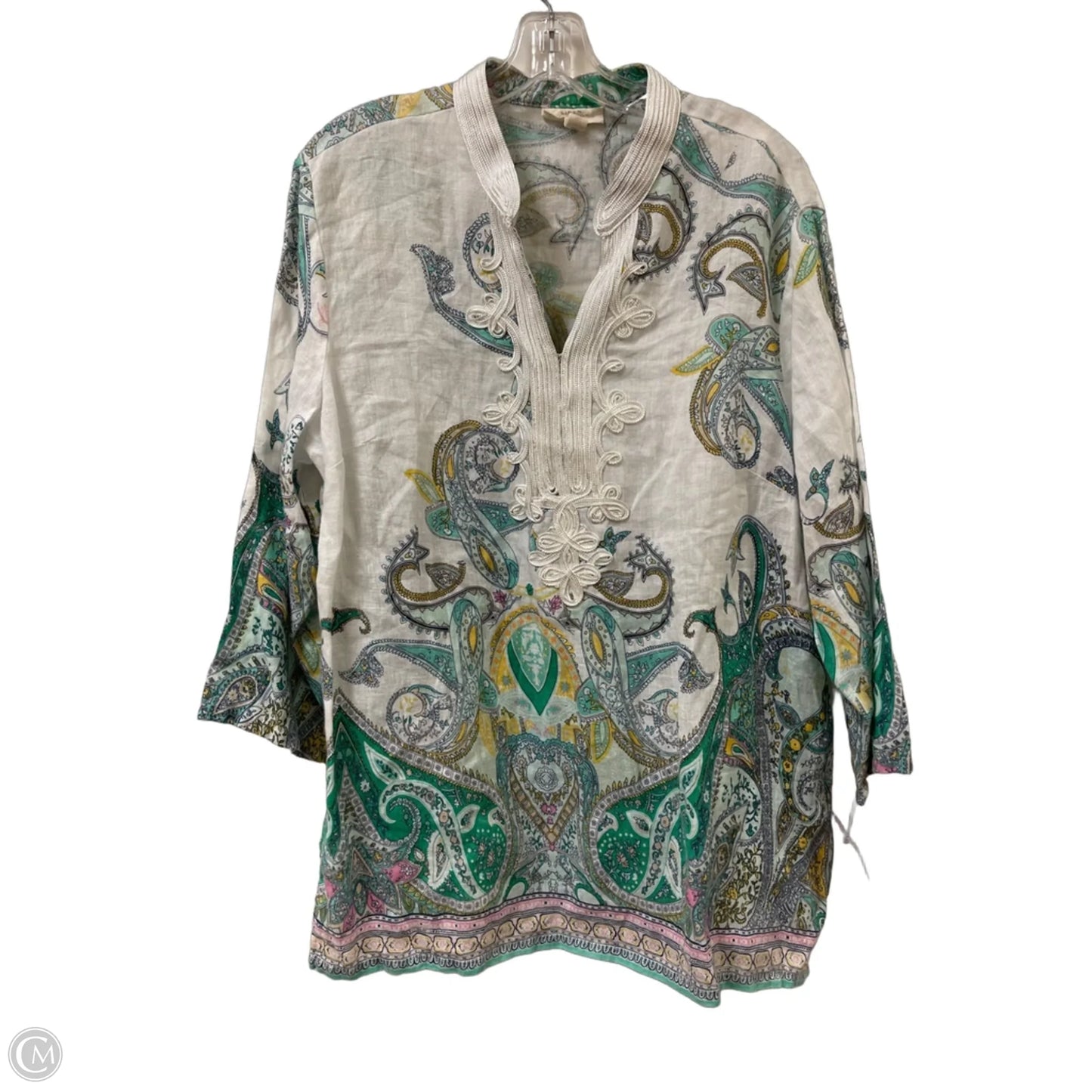 Tunic Long Sleeve By Charter Club In Green & White, Size: Xl