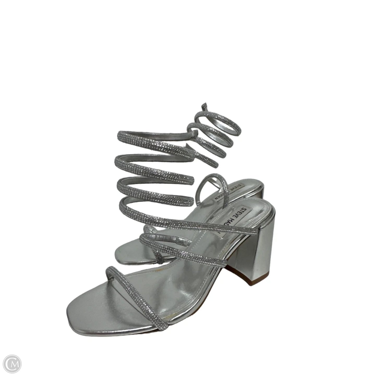 Sandals Heels Block By Steve Madden In Silver, Size: 7