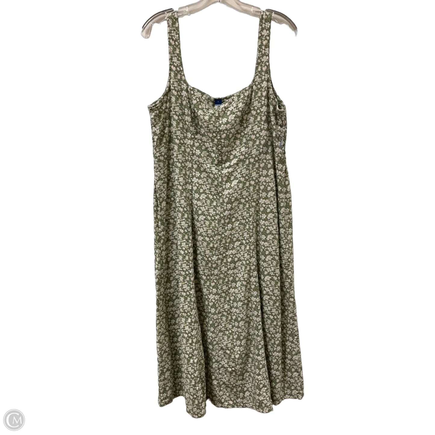 Dress Casual Midi By Old Navy In Green & White, Size: L