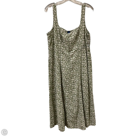 Dress Casual Midi By Old Navy In Green & White, Size: L