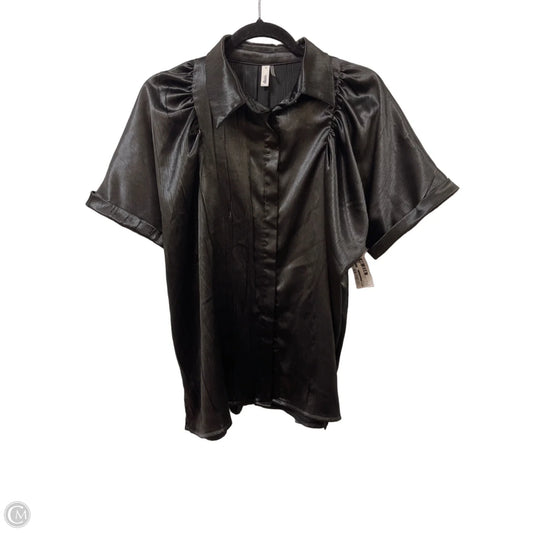 Blouse Short Sleeve By Glam In Black, Size: S