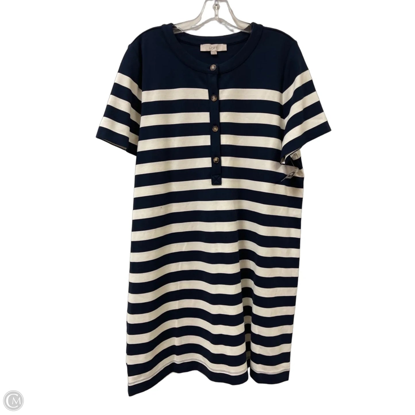 Dress Casual Short By Loft In Blue & Cream, Size: Xl