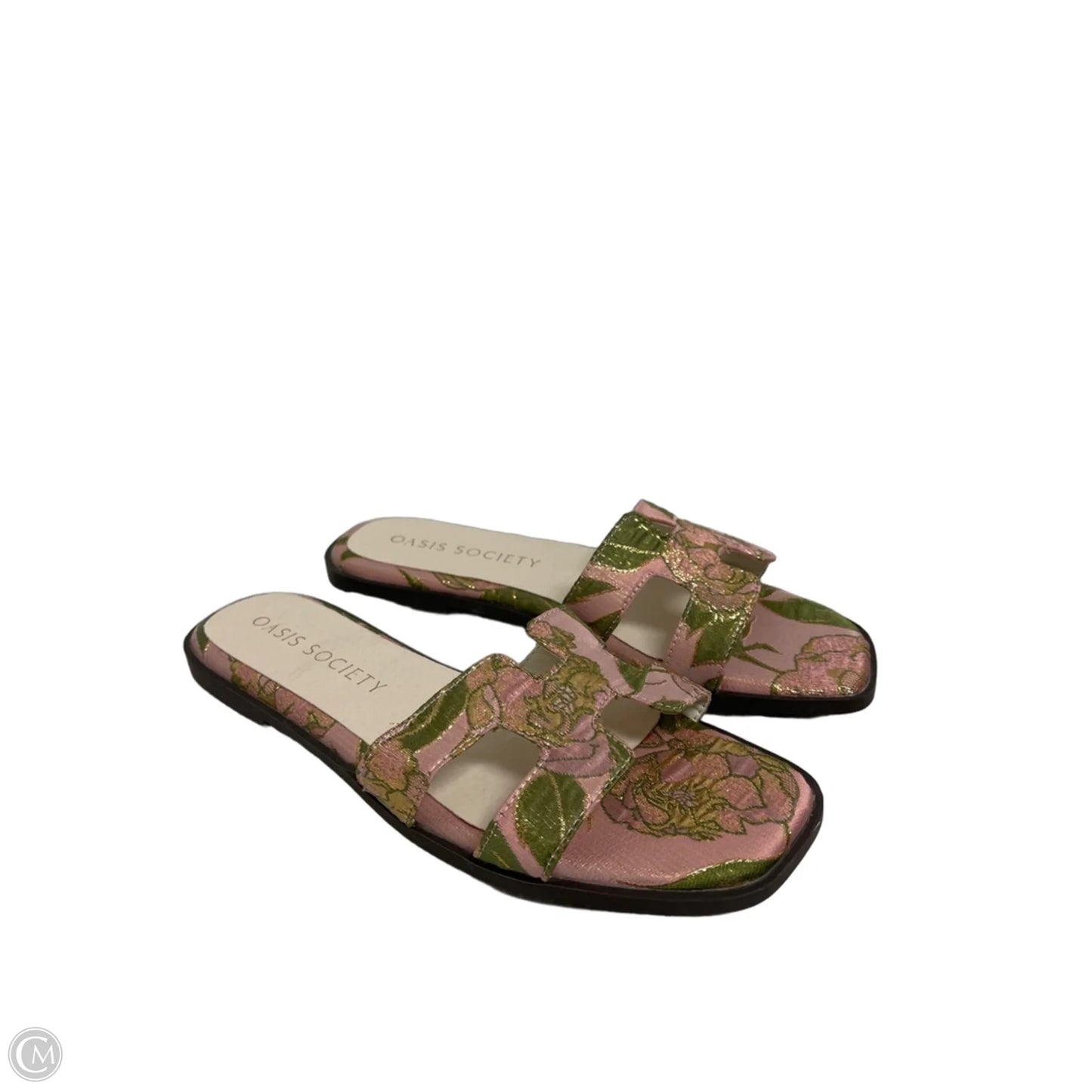 Sandals Flats By Oasis Society In Green & Pink, Size: 8.5