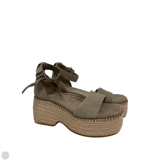 Sandals Heels Wedge By Toms In Taupe, Size: 7.5