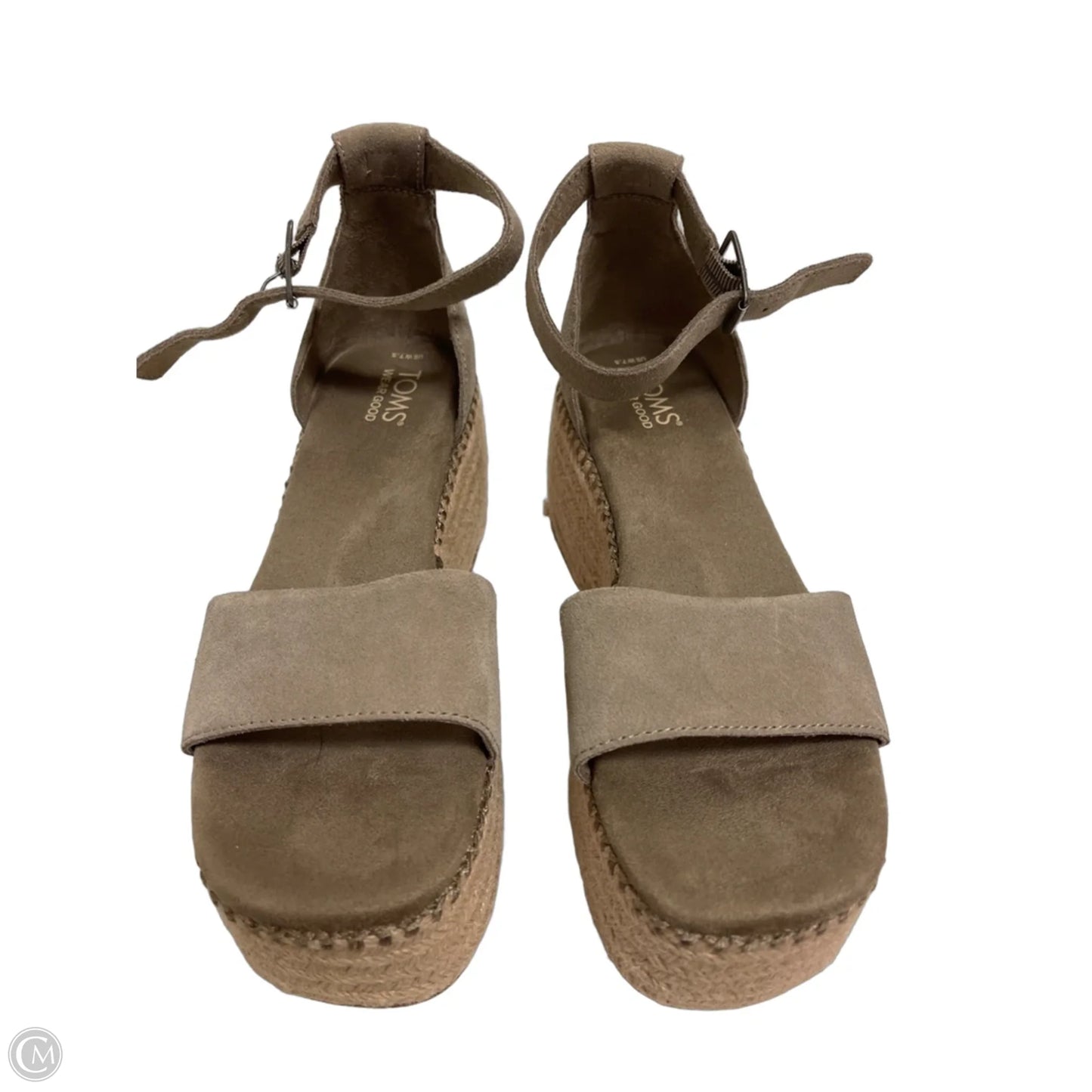Sandals Heels Wedge By Toms In Taupe, Size: 7.5