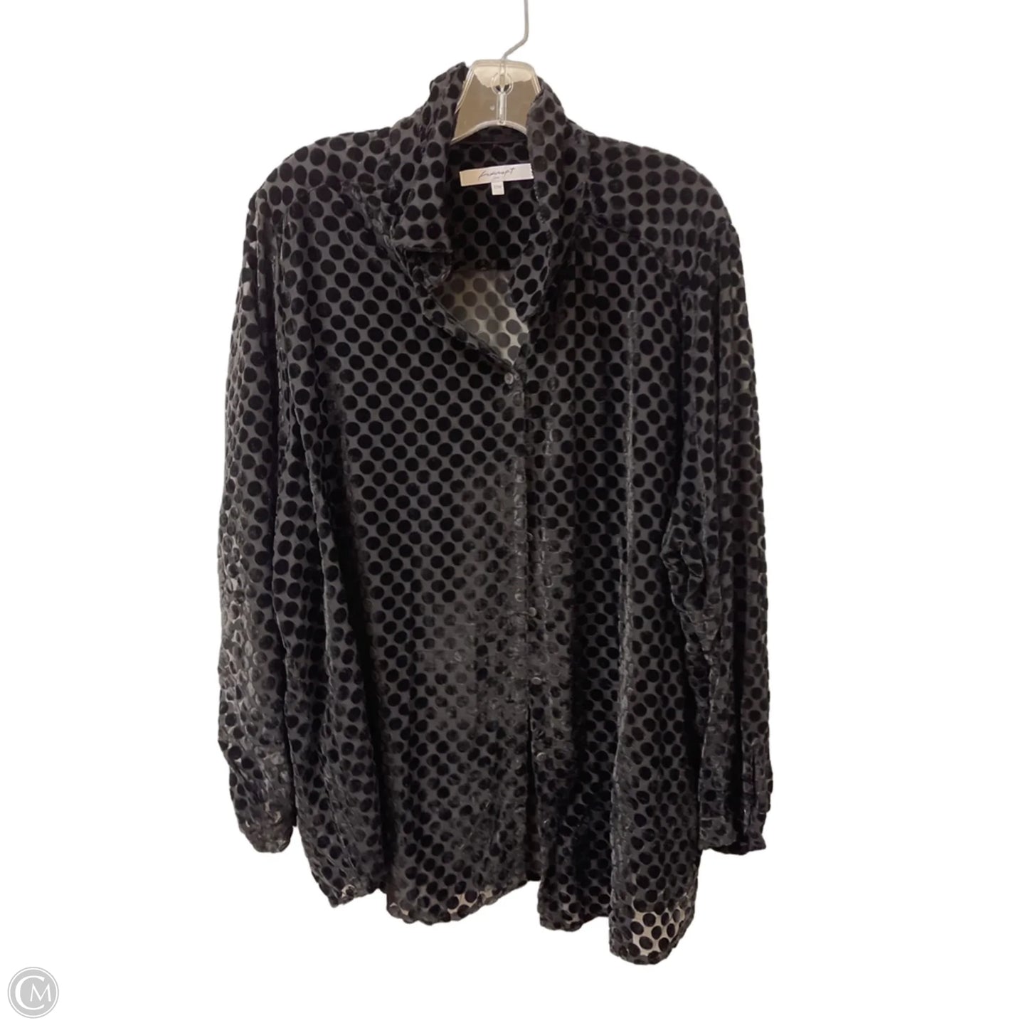 Blouse Long Sleeve By Foxcroft In Black, Size: 3x