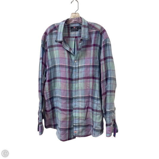 Blouse Long Sleeve By Vineyard Vines In Blue & Purple, Size: Xl