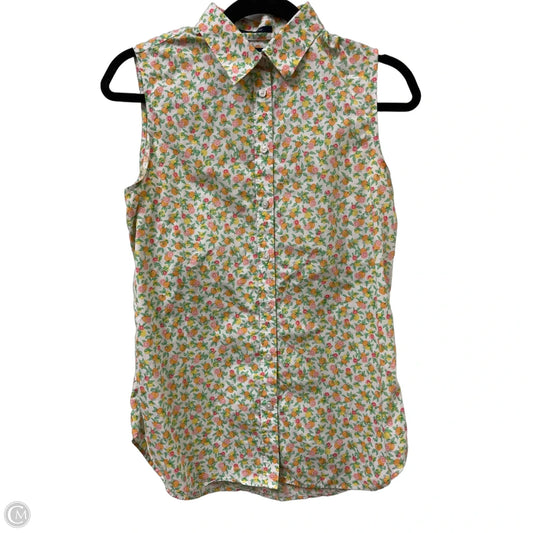 Blouse Sleeveless By Lands End In Green & Orange, Size: M