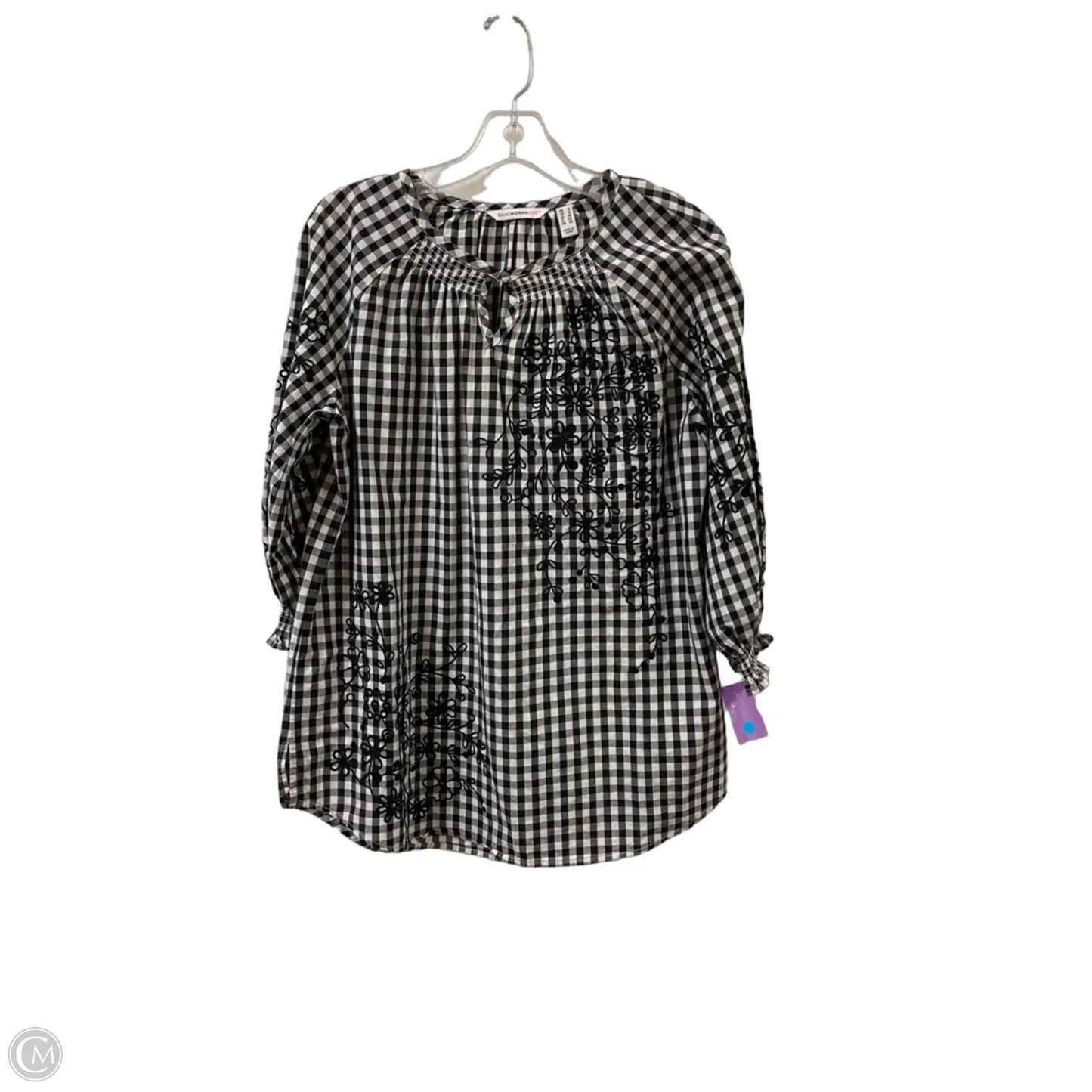 Top Long Sleeve By Isaac Mizrahi Live Qvc In Black & White, Size: S