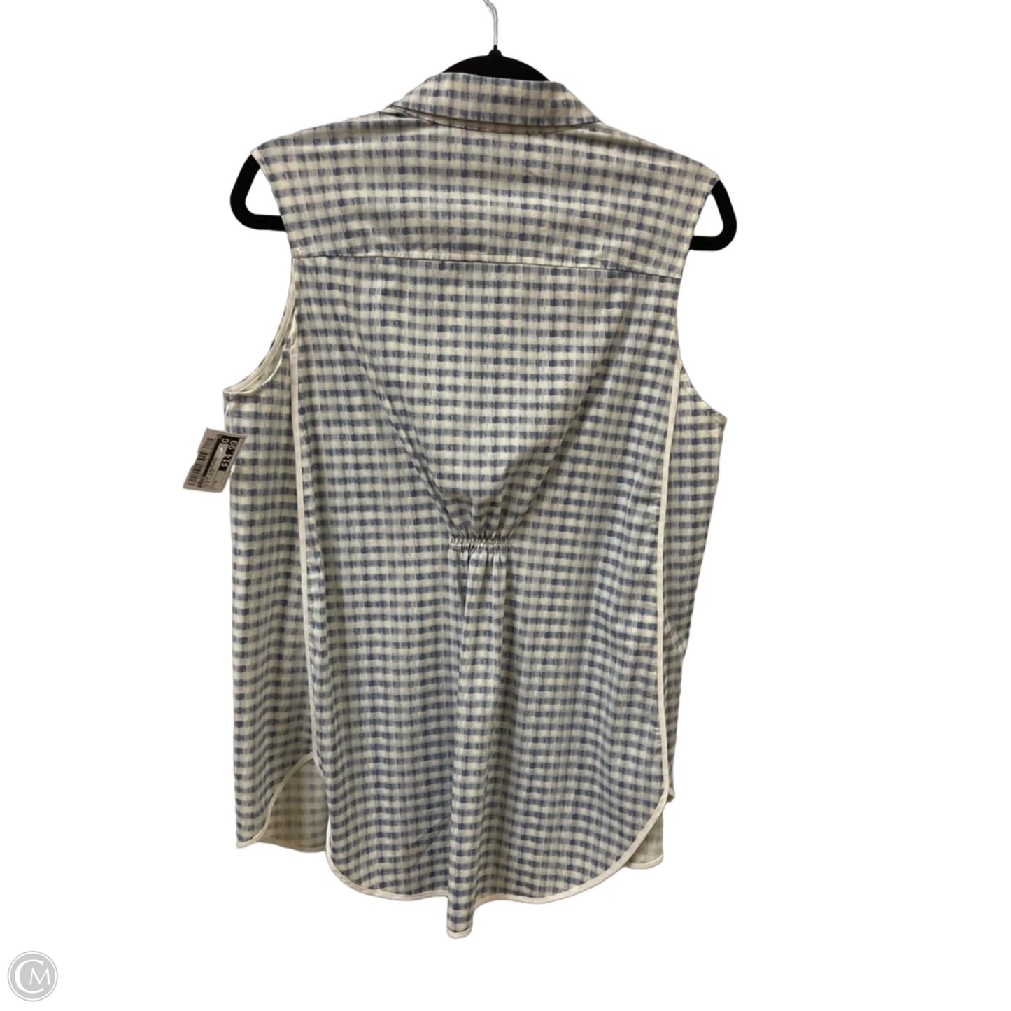 Blouse Sleeveless By Lysse In Blue & White, Size: M