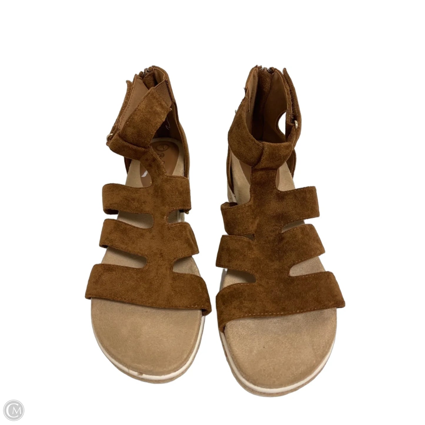 Sandals Heels Wedge By Clothes Mentor In Brown, Size: 9