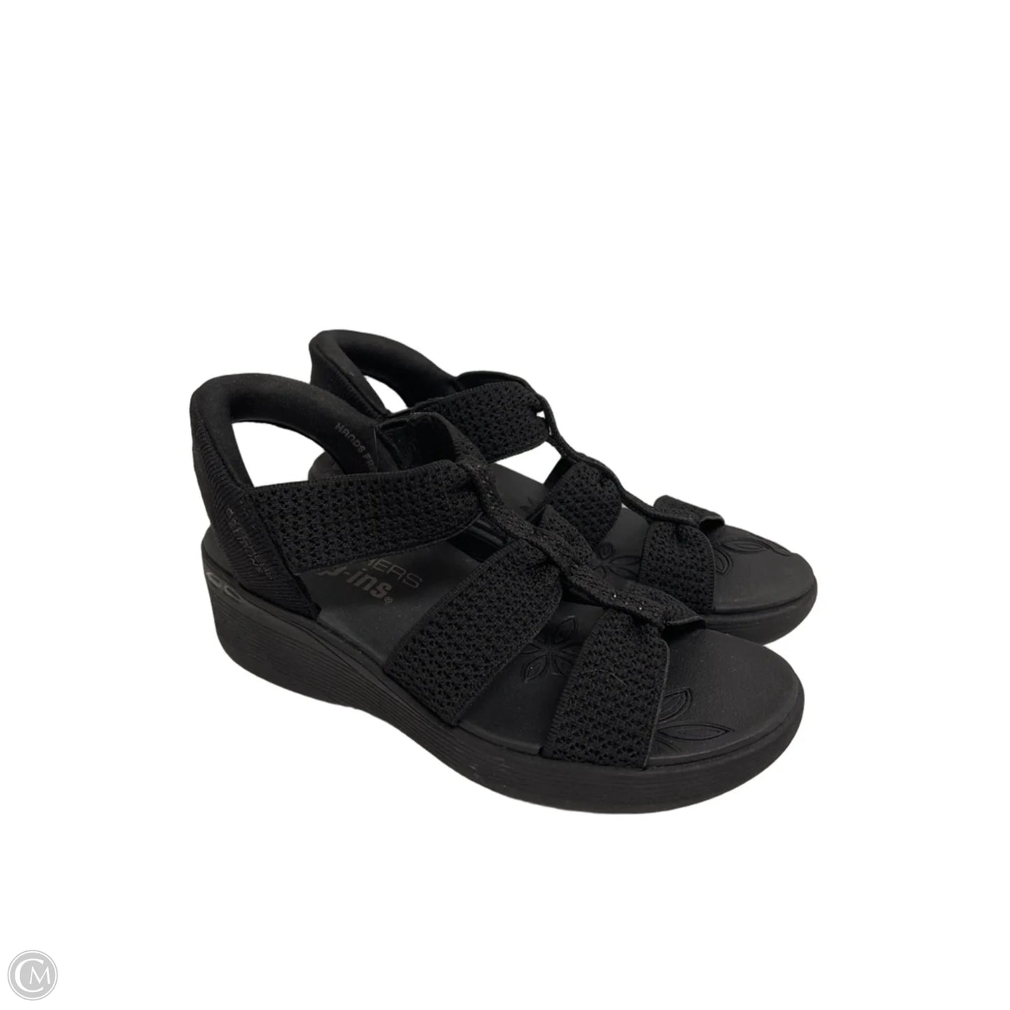 Sandals Heels Wedge By Skechers In Black, Size: 6.5