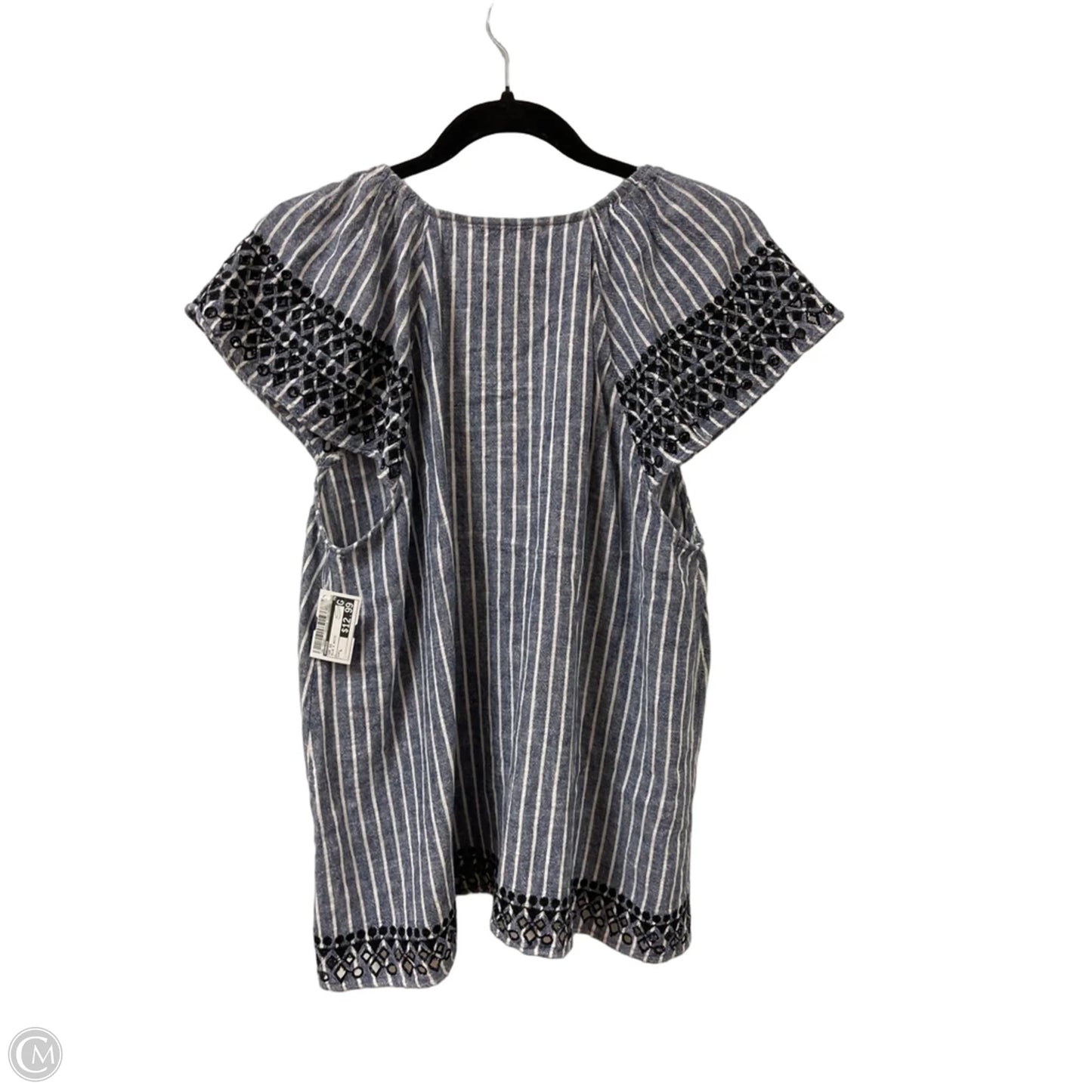 Top Short Sleeve By Parker In Blue & White, Size: L