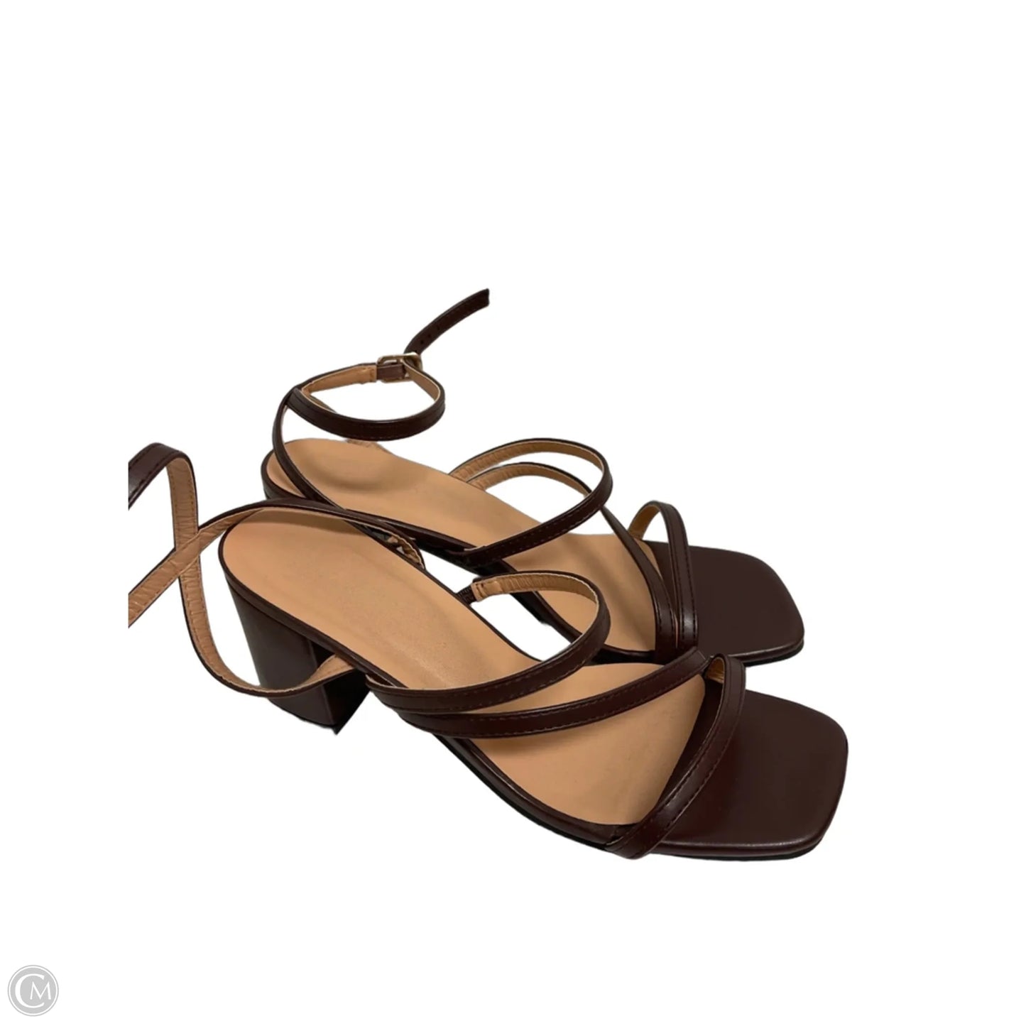 Sandals Heels Block By Top Moda In Brown, Size: 7