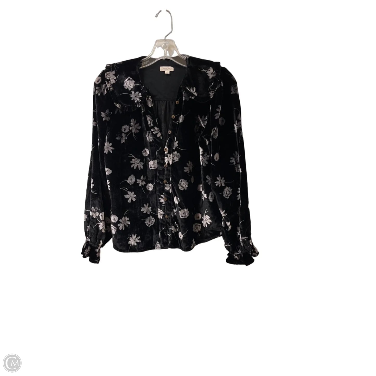 Blouse Long Sleeve By Pilcro In Black & Grey, Size: S