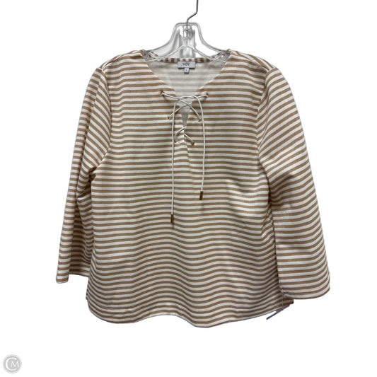 Top Long Sleeve By Voy In Cream & White, Size: L