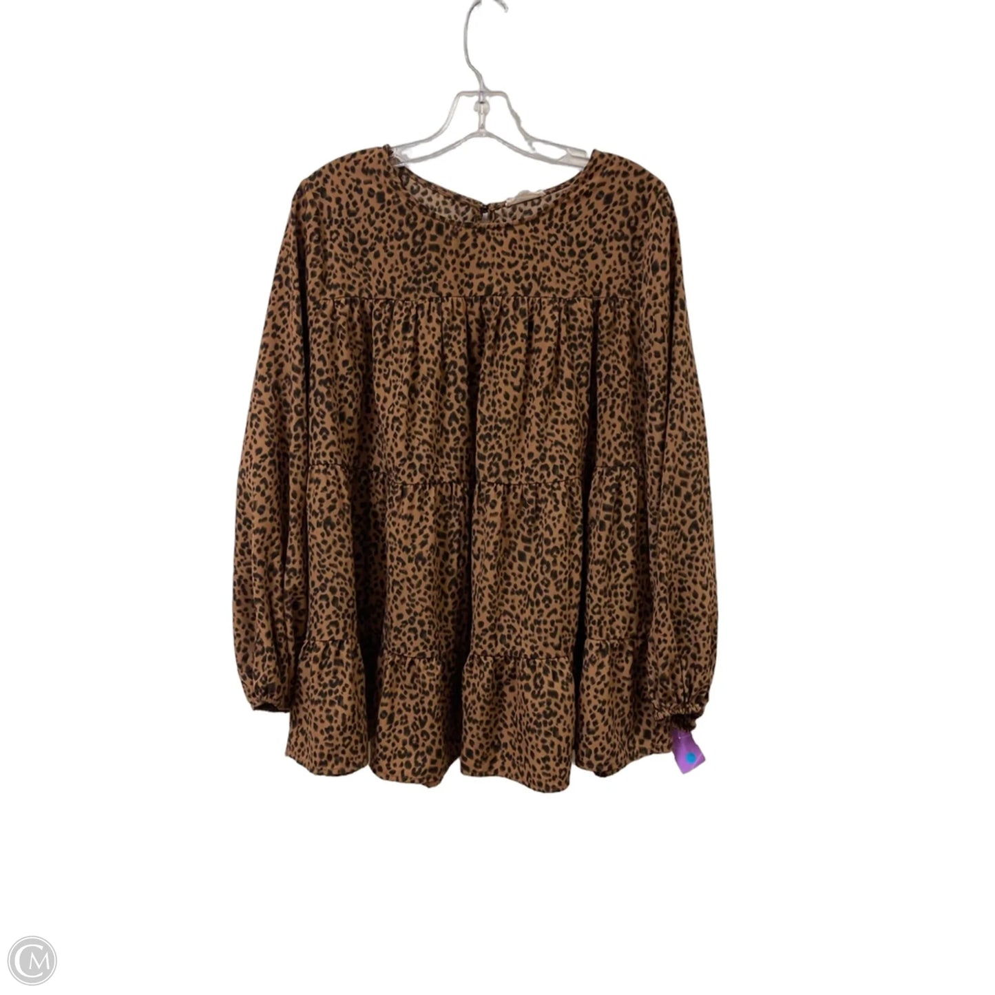 Top Long Sleeve By Oddi In Animal Print, Size: L