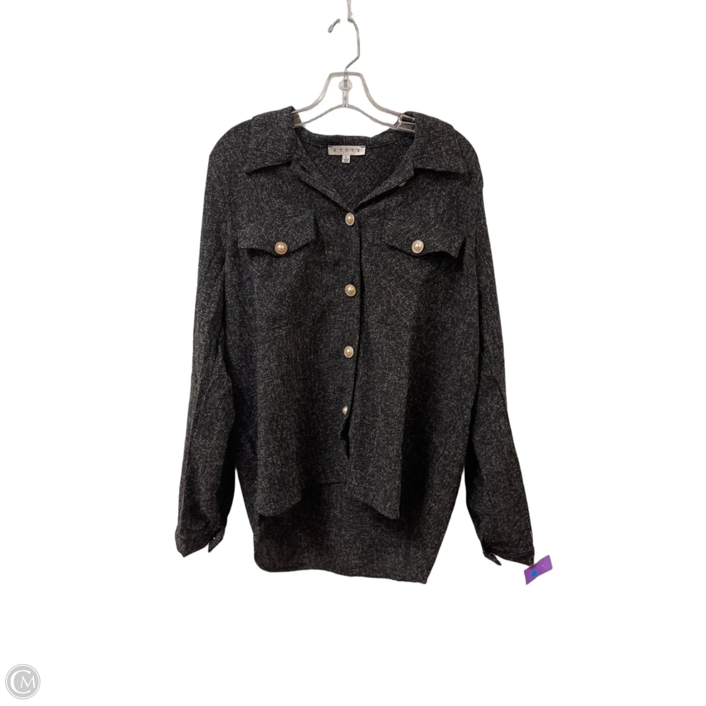 Blouse Long Sleeve By Hyfve In Black & White, Size: L