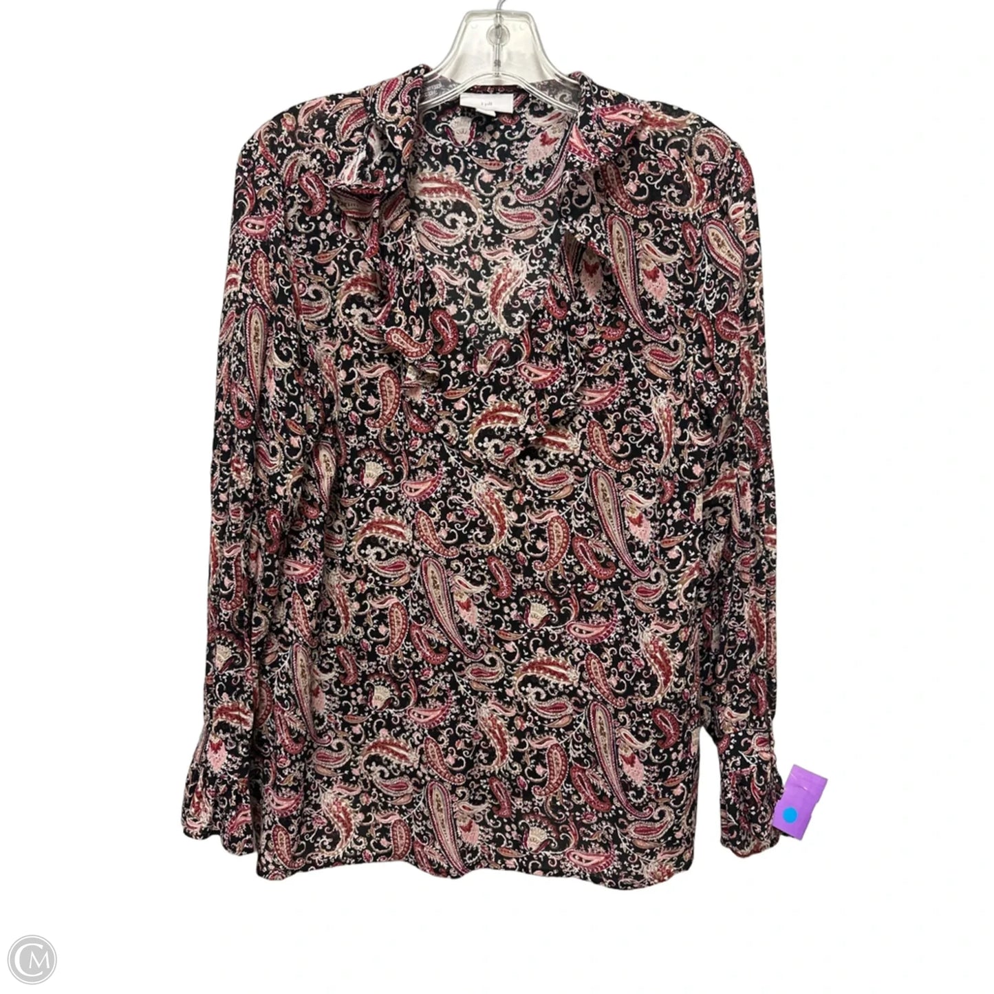 Top Long Sleeve By J. Jill In Black & Pink, Size: S