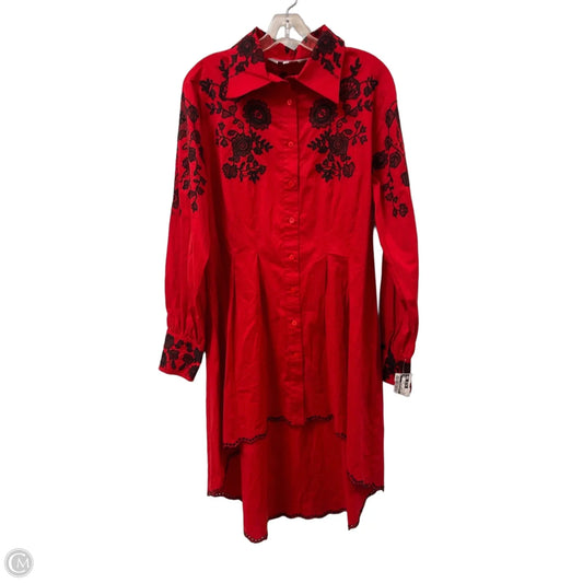Dress Casual Midi By Clothes Mentor In Black & Red, Size: L