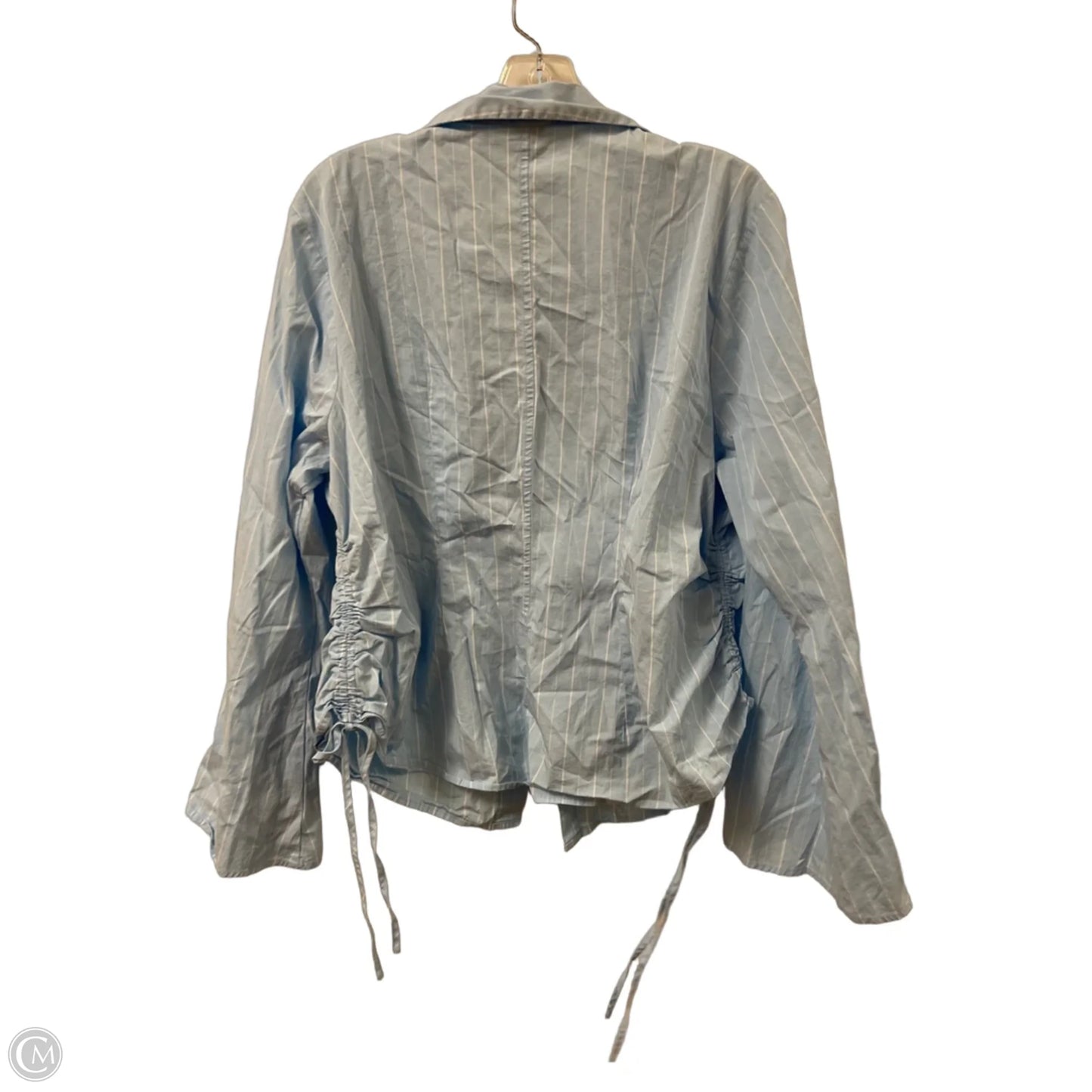 Blouse Long Sleeve By Wild Fable In Blue & White, Size: 1x