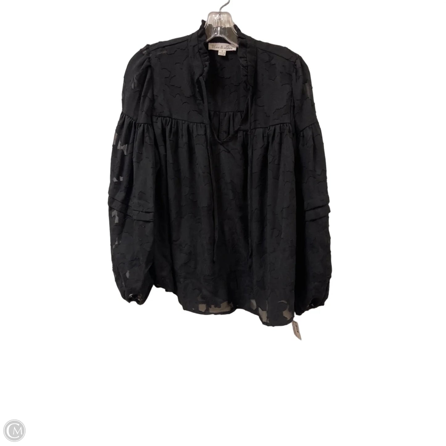 Top Long Sleeve By Vine & Love In Black, Size: S