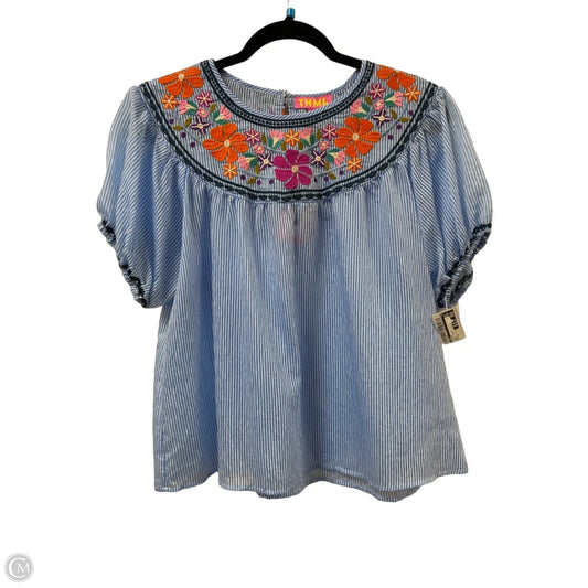 Top Short Sleeve By Thml In Blue & White, Size: M