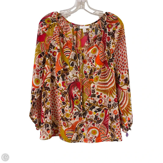 Top Long Sleeve By Charter Club In Orange & Yellow, Size: M