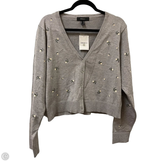 Sweater Cardigan By Forever 21 In Grey, Size: 2x
