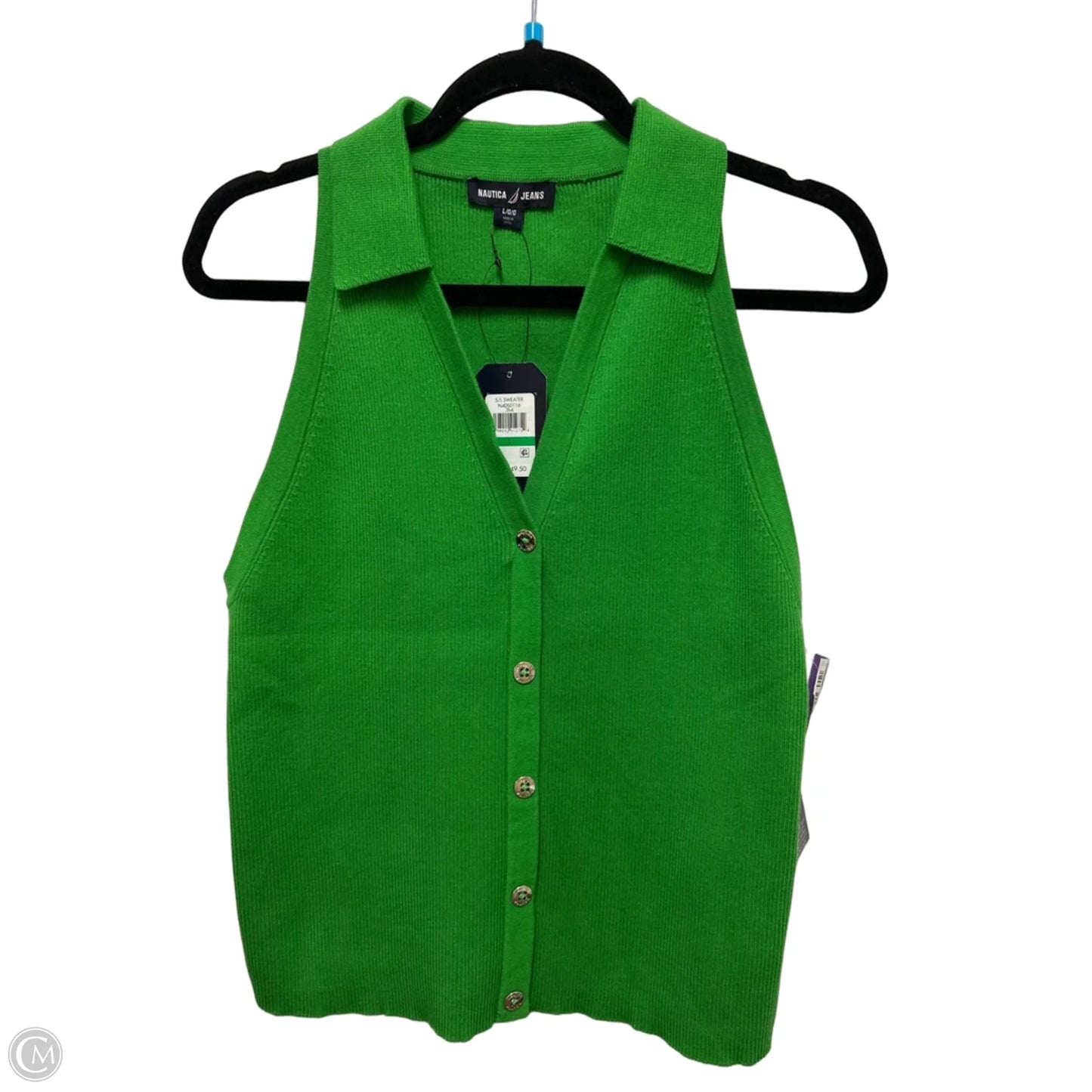 Top Sleeveless By Nautica In Green, Size: L