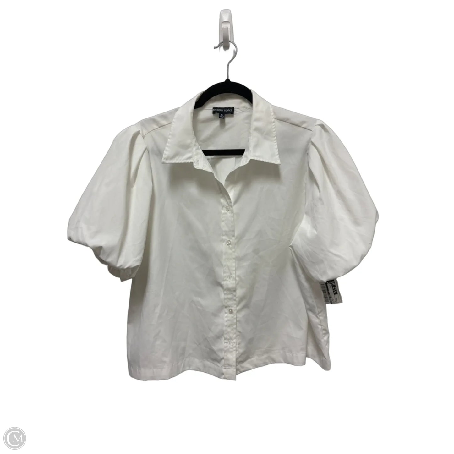 Blouse Short Sleeve By Modern Works In White, Size: Xl