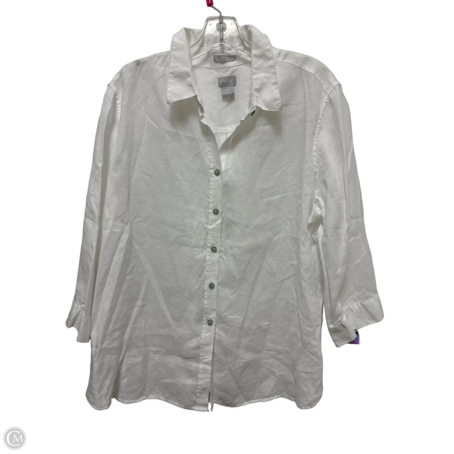 Blouse Long Sleeve By Chicos In White, Size: Xl