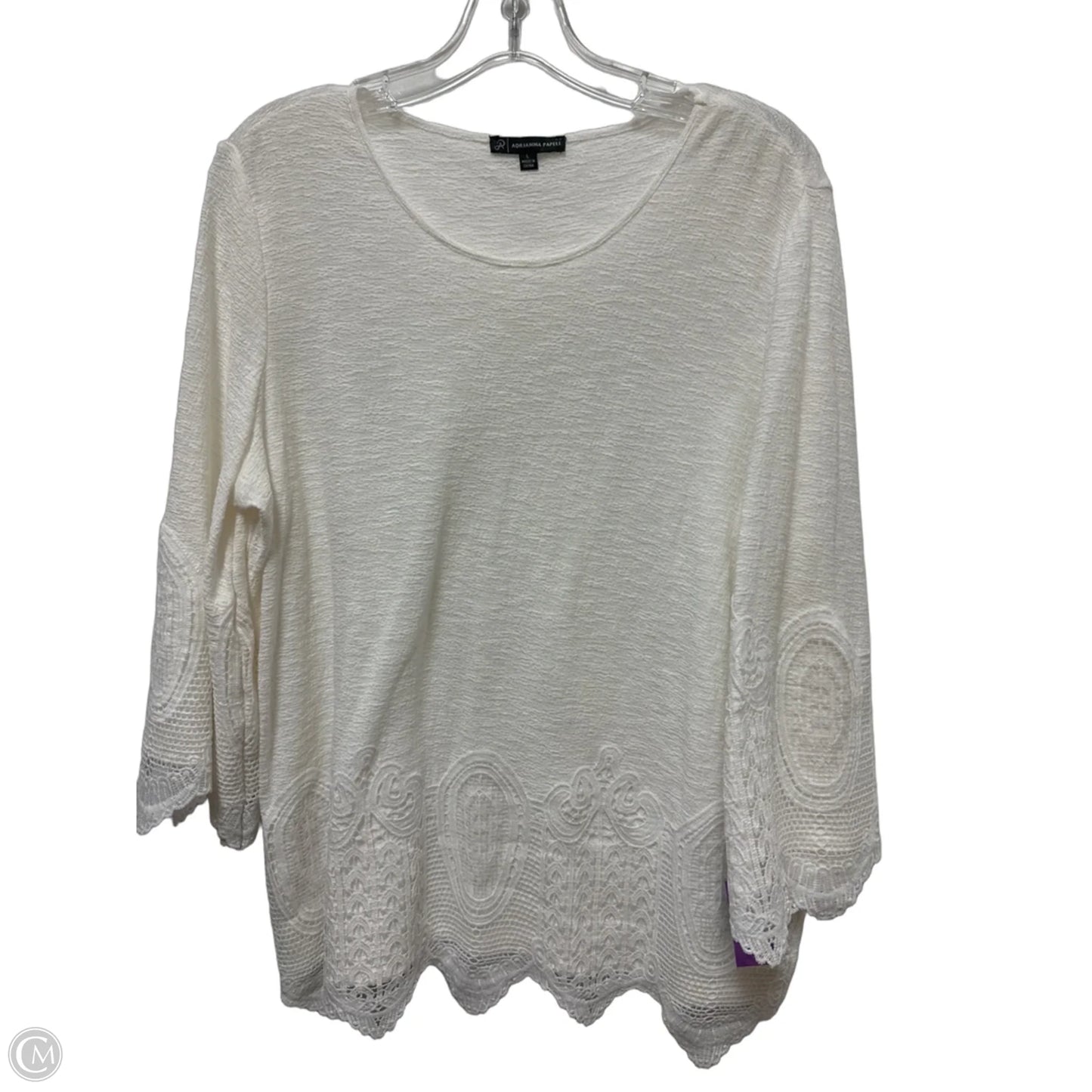 Top Long Sleeve By Adrianna Papell In White, Size: L