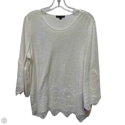 Top Long Sleeve By Adrianna Papell In White, Size: L