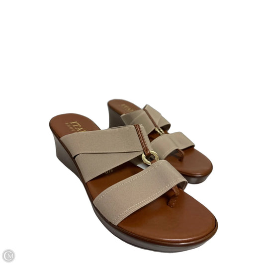 Sandals Heels Wedge By Italian Shoemakers In Cream, Size: 6.5
