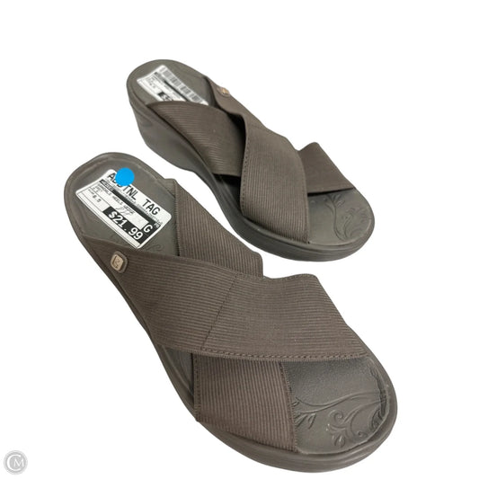Sandals Heels Wedge By Bzees In Grey, Size: 6.5