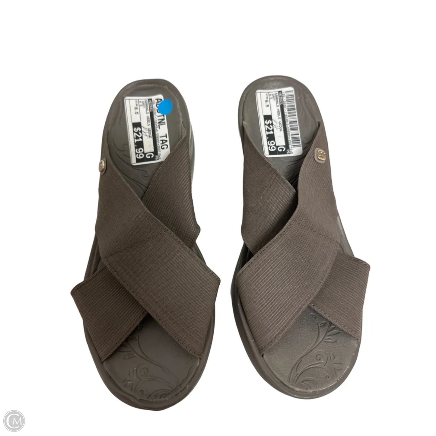 Sandals Heels Wedge By Bzees In Grey, Size: 6.5