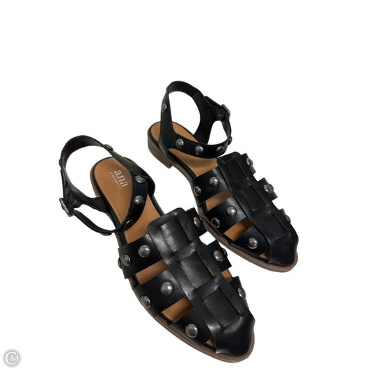 Sandals Flats By Ana In Black & Silver, Size: 10